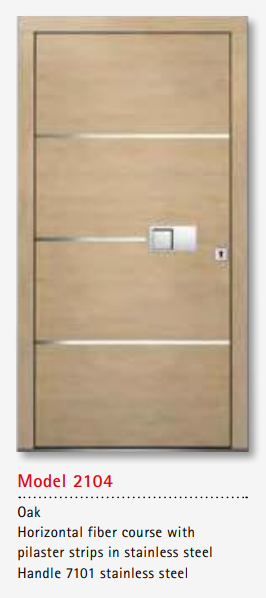 UNILUX Model 2104 Oak Door, Horizontal Fiber, Pilaster, Premium Handle, Security Lock, Triple Sealed, Modern Custom Timber